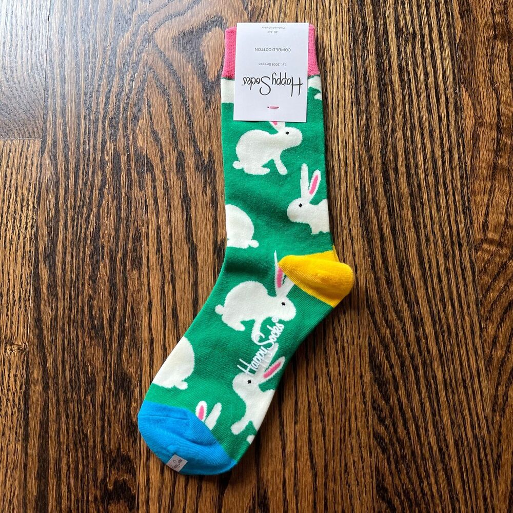 NWT - Happy Socks Women's Combed Cotton Bunny Socks (US 5.5-9.5 EU 36-40)